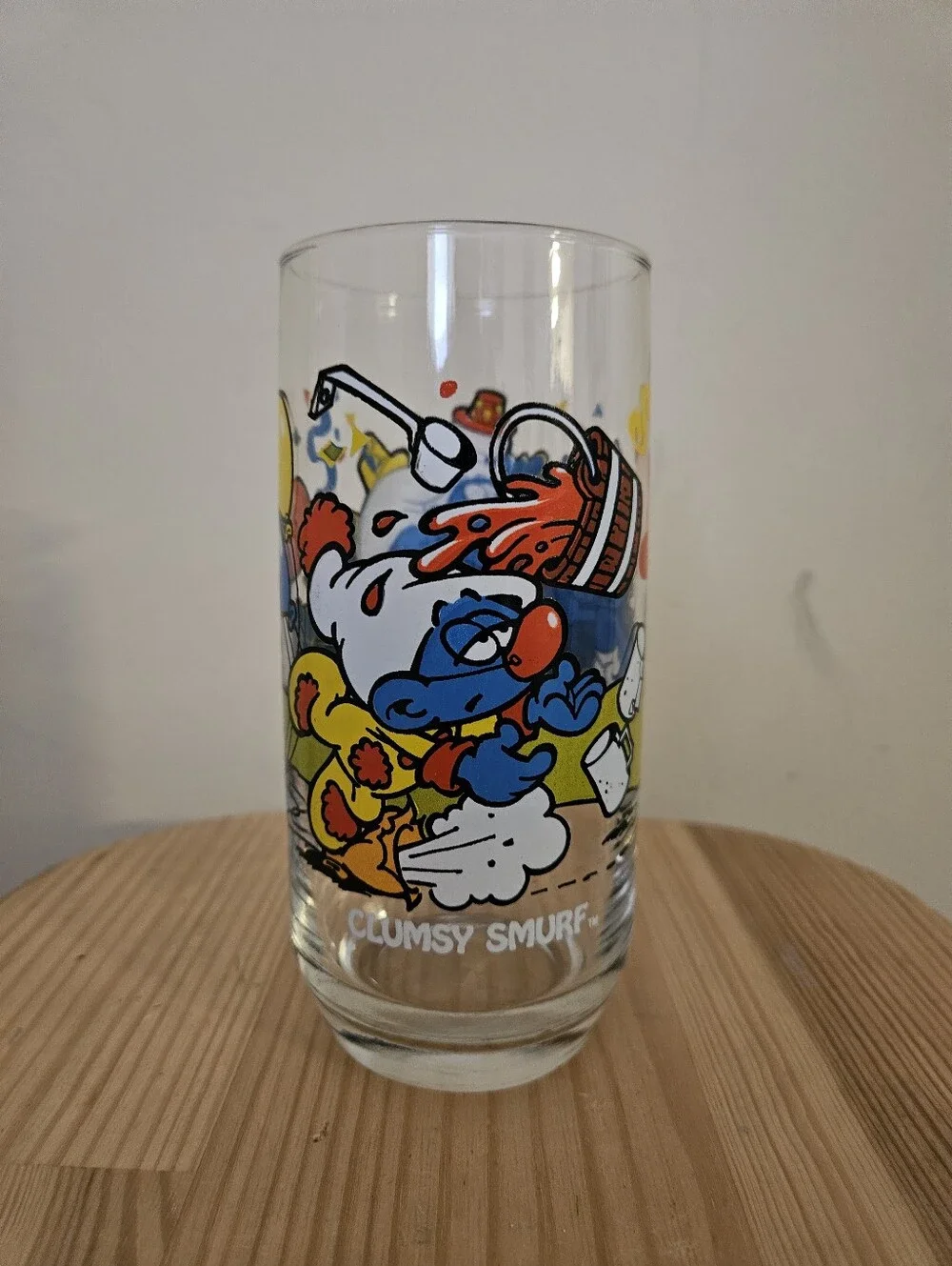 Smurf Glass Set Of 4- Blue Multicolor Cartoon Tumblers